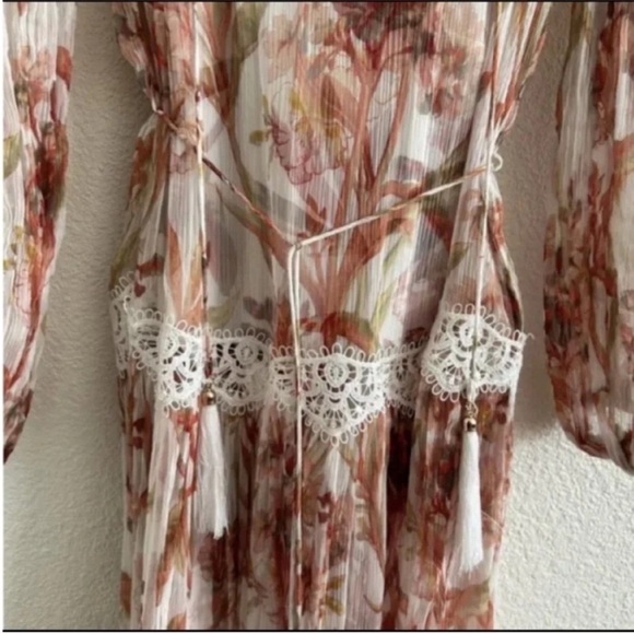 Zimmermann Oleander Floral Crinkled Slouch Silk Midi Dress - Picture 4 of 7